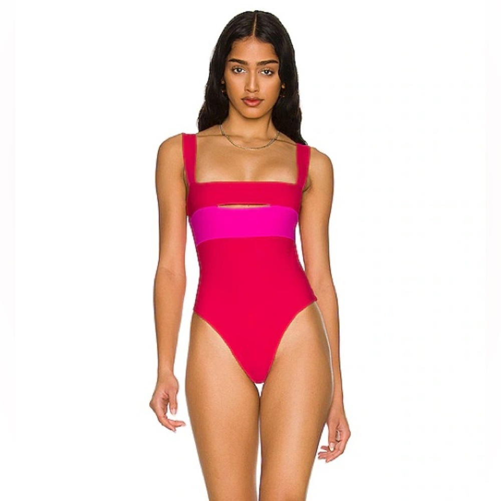 Lovers + Friends Pink and Magenta One Piece Swimsuit